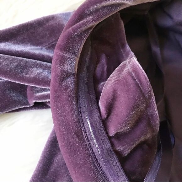 ELIZA J Velvet Off The Shoulder Dress Long Sleeve Short Sheath Purple Size 8 New - Picture 6 of 16